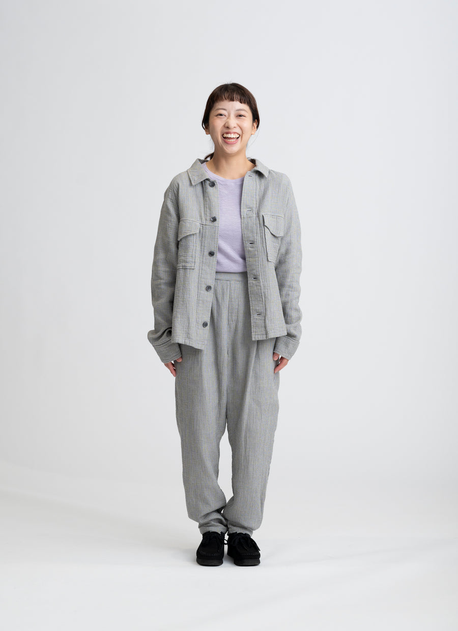 【在庫限り】ワークジャケット（リサイクルコットン混千鳥二重ガーゼ）