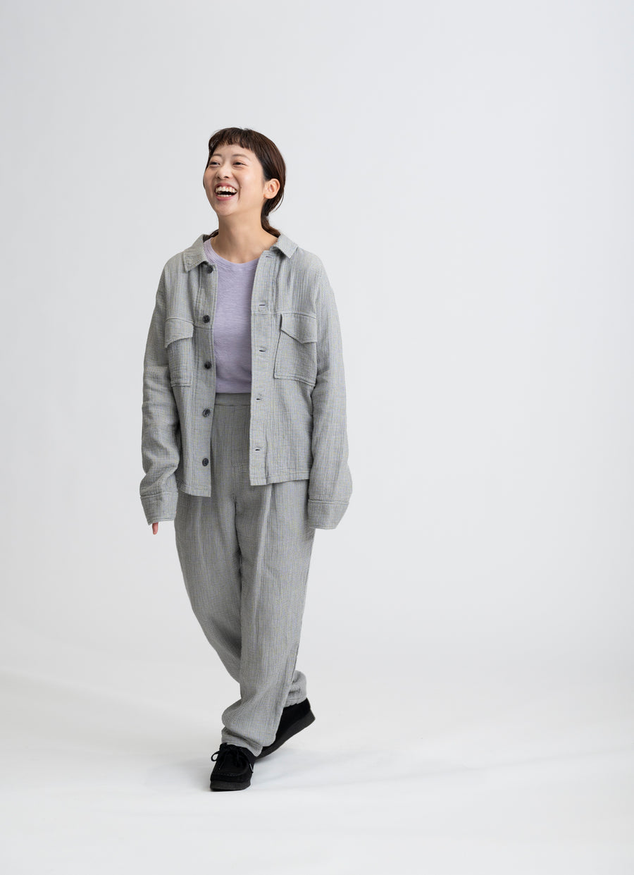 【在庫限り】ワークジャケット（リサイクルコットン混千鳥二重ガーゼ）