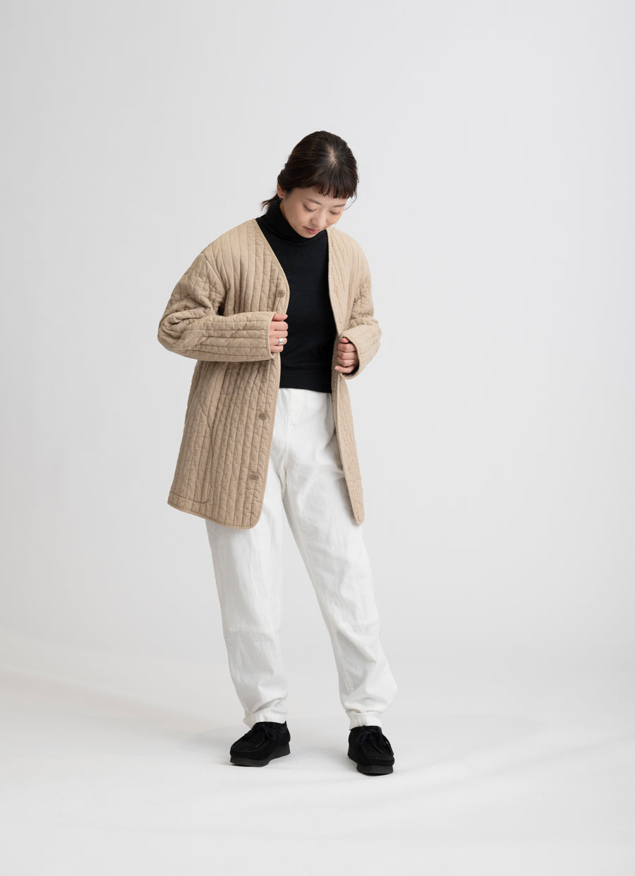 【在庫限り】キルティングミドルジャケット（オリジナルストライプキルトガーゼ）