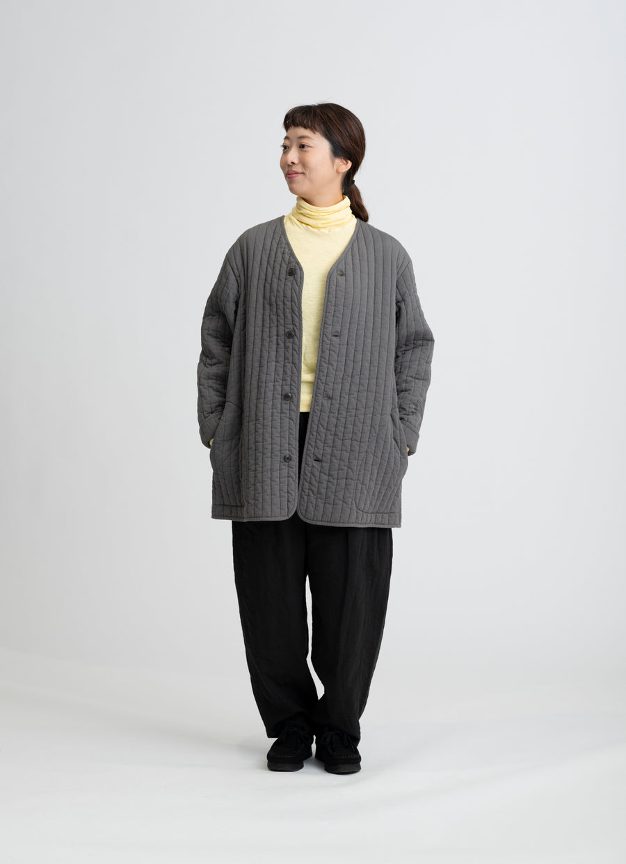 【在庫限り】キルティングミドルジャケット（オリジナルストライプキルトガーゼ）