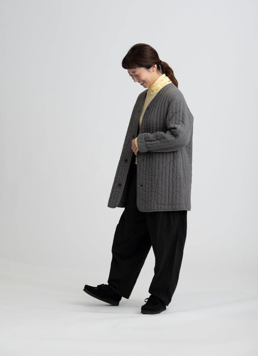 【在庫限り】キルティングミドルジャケット（オリジナルストライプキルトガーゼ）