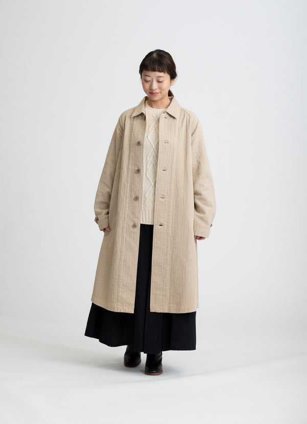 【在庫限り】ステンカラーコート（ステッチツイル二重ガーゼ）