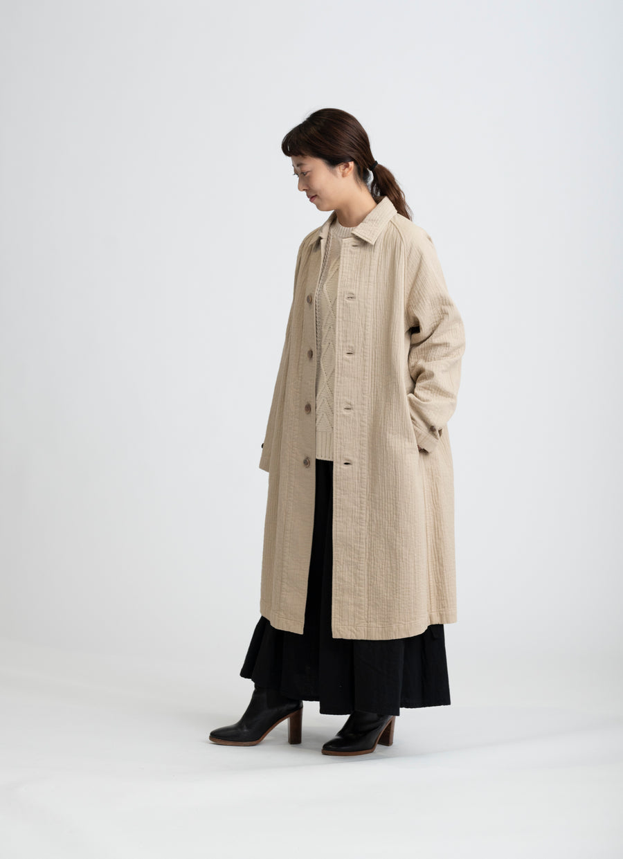 【在庫限り】ステンカラーコート（ステッチツイル二重ガーゼ）