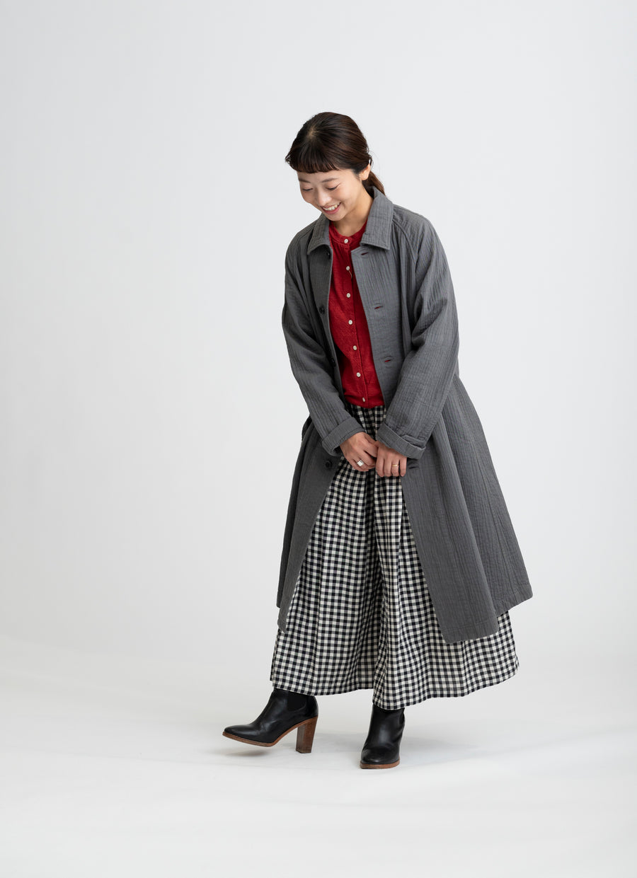 【在庫限り】ステンカラーコート（ステッチツイル二重ガーゼ）