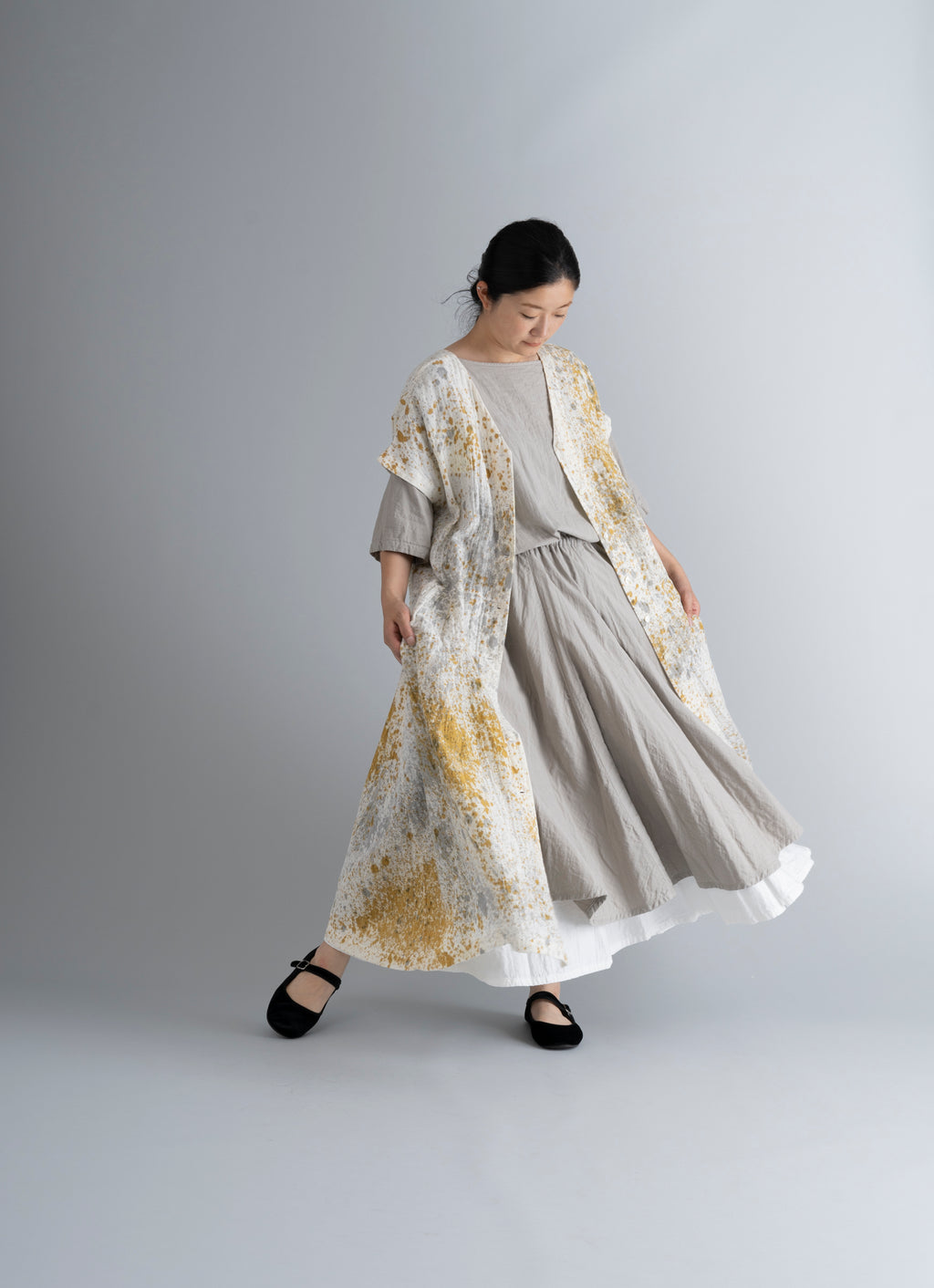 A cross french dress (和紙ガーゼ/天然染）