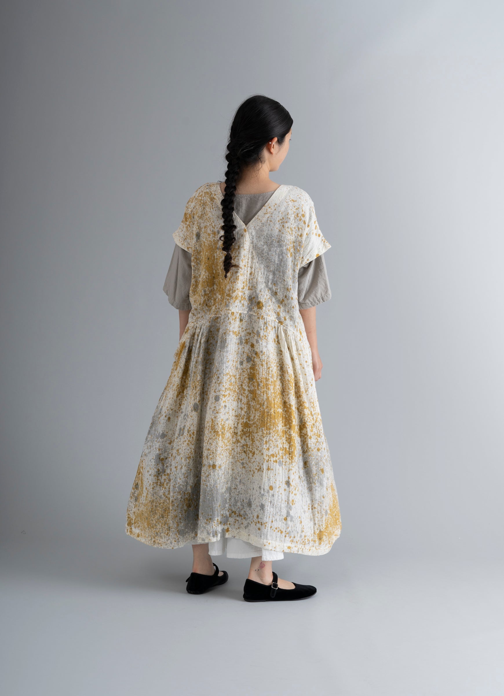 A cross french dress (和紙ガーゼ/天然染）