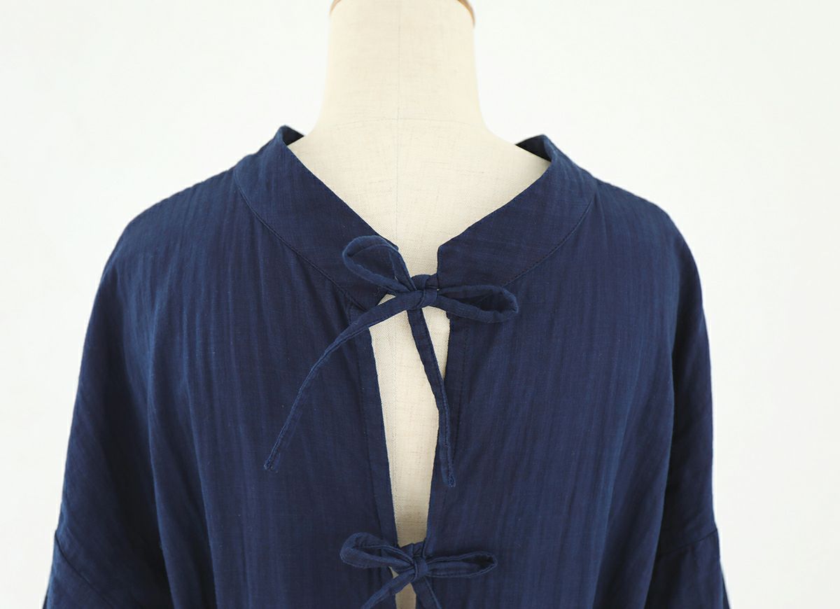 【在庫限り】藍染バックリボンドレス