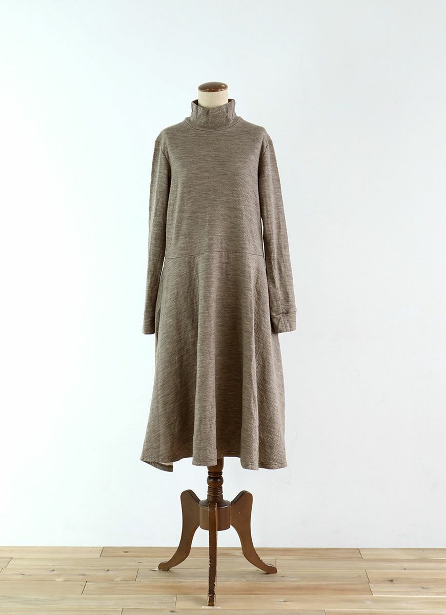 【在庫限り】ウール×コットンハイネックワンピース（00354）