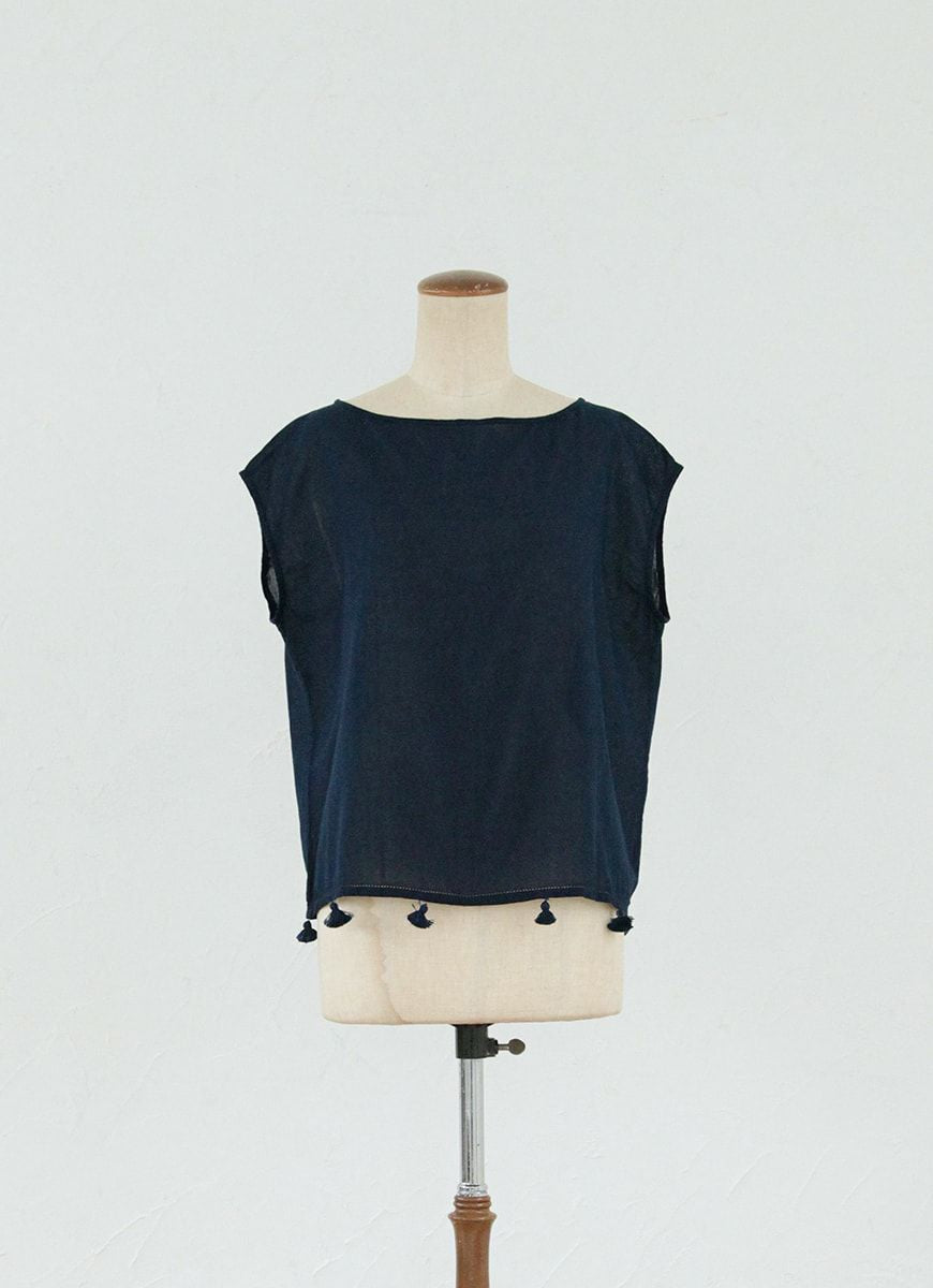 藍染シアーブラウス