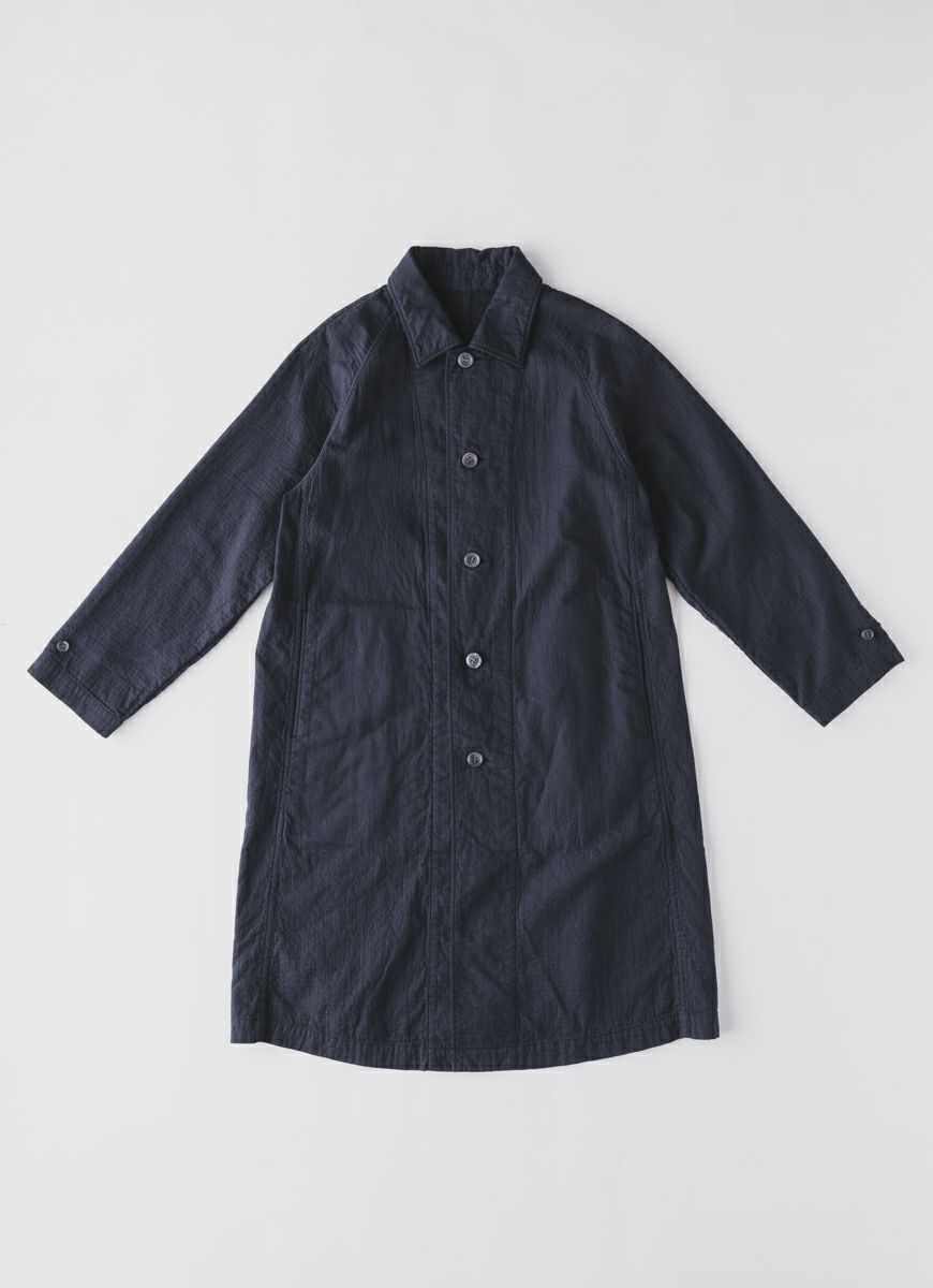 【在庫限り】ステンカラーコート（リサイクルコットン混二重ガーゼ）