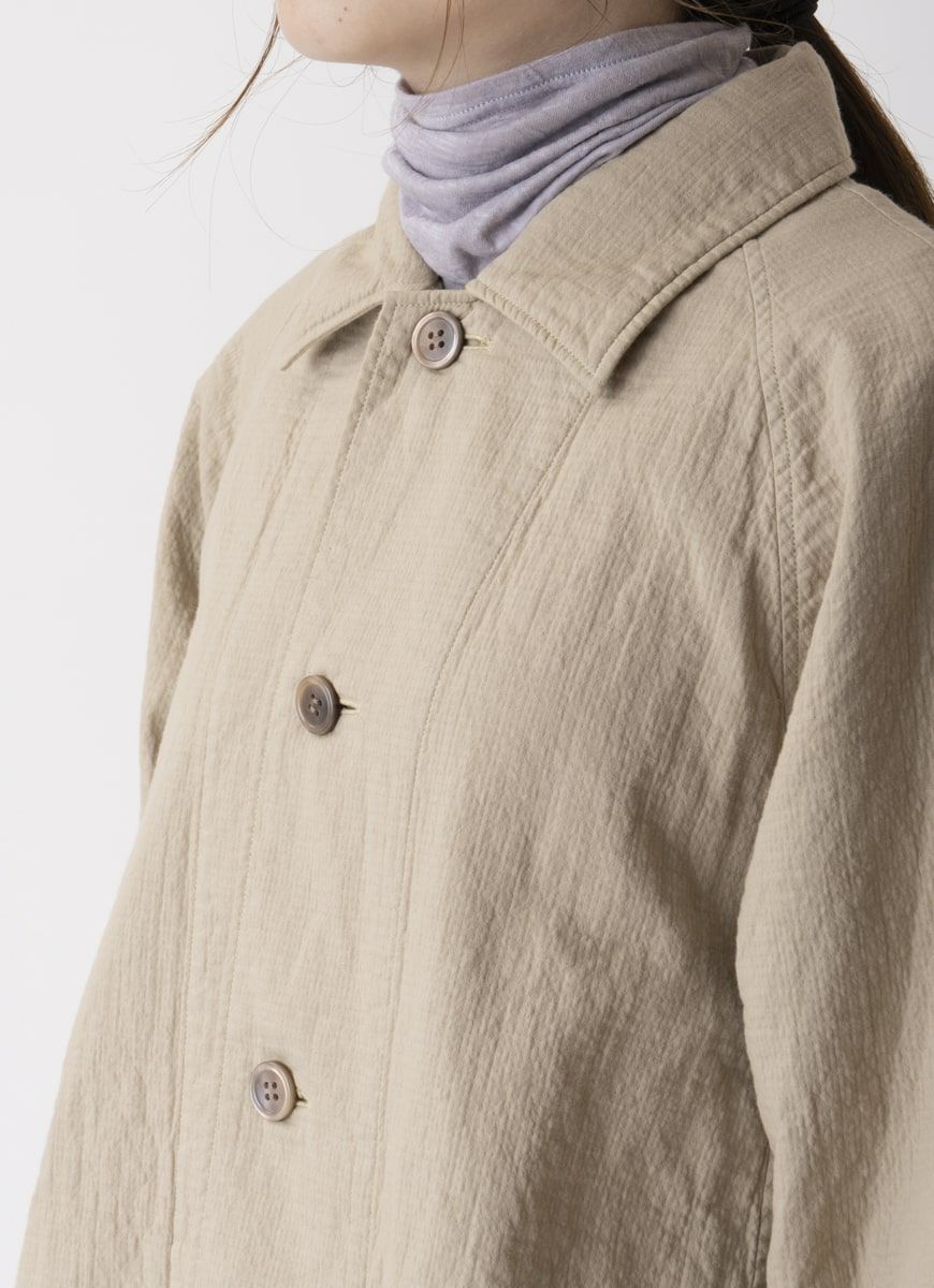 【在庫限り】ステンカラーコート（リサイクルコットン混二重ガーゼ）