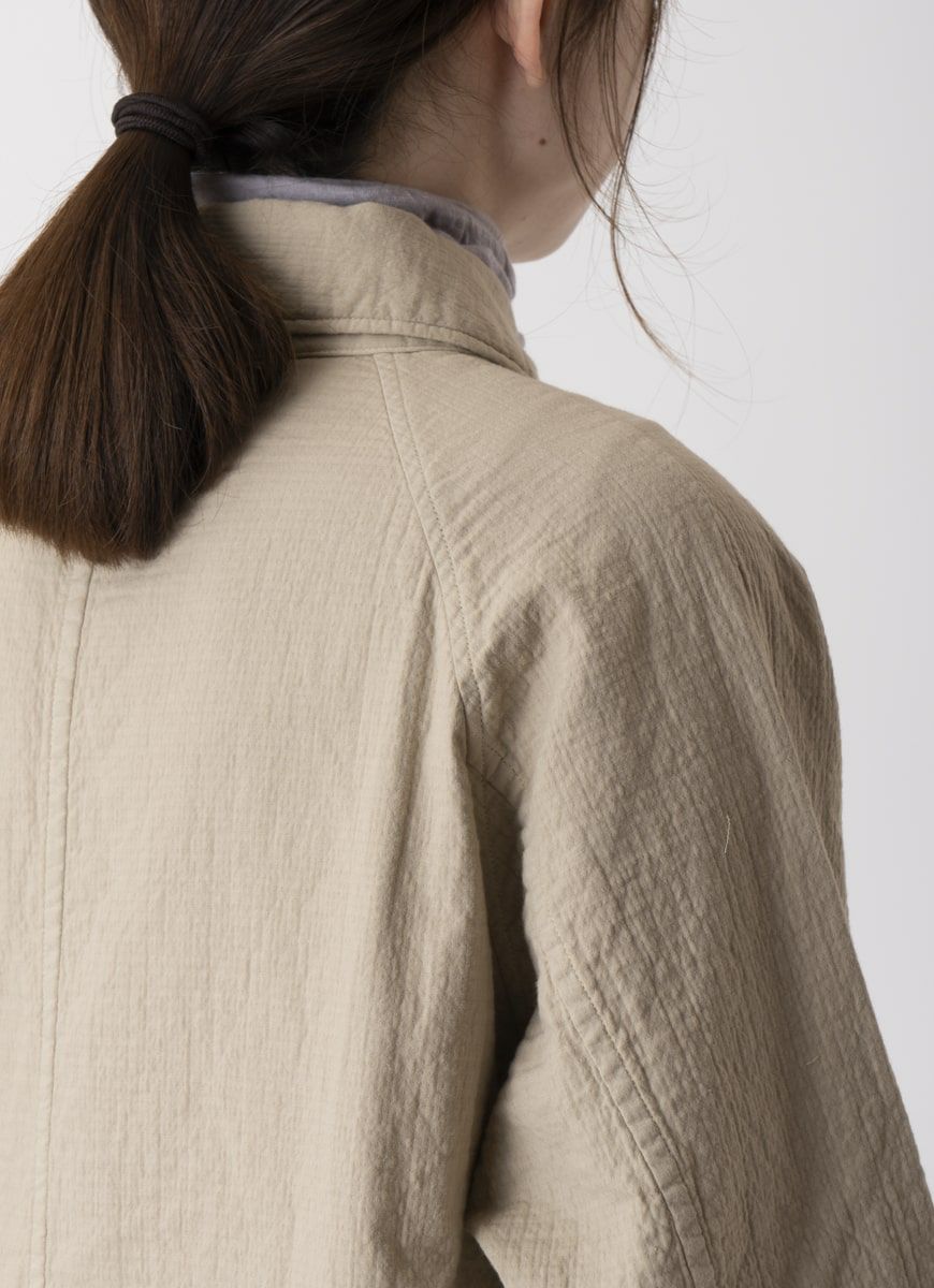 【在庫限り】ステンカラーコート（リサイクルコットン混二重ガーゼ）