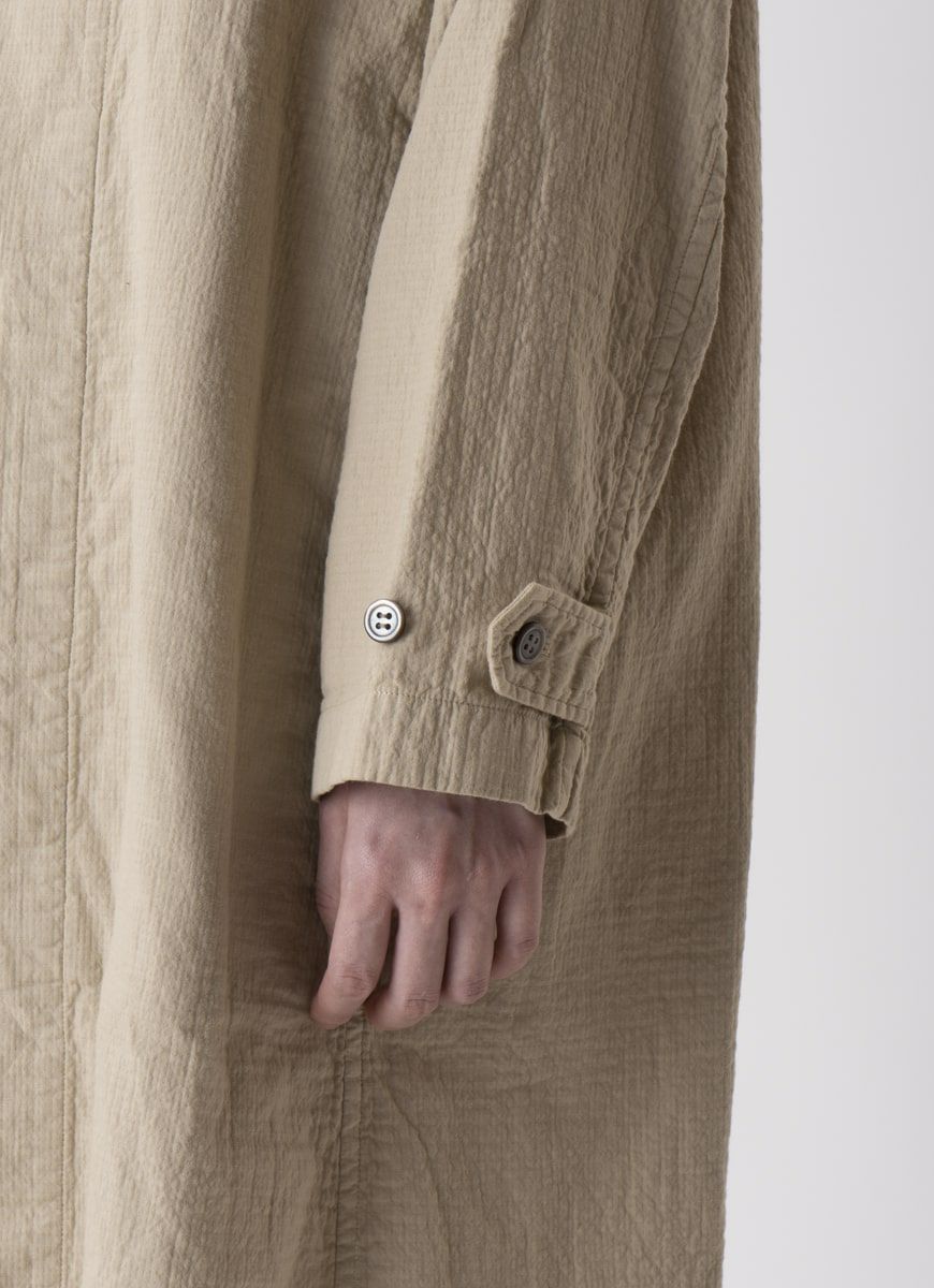 【在庫限り】ステンカラーコート（リサイクルコットン混二重ガーゼ）