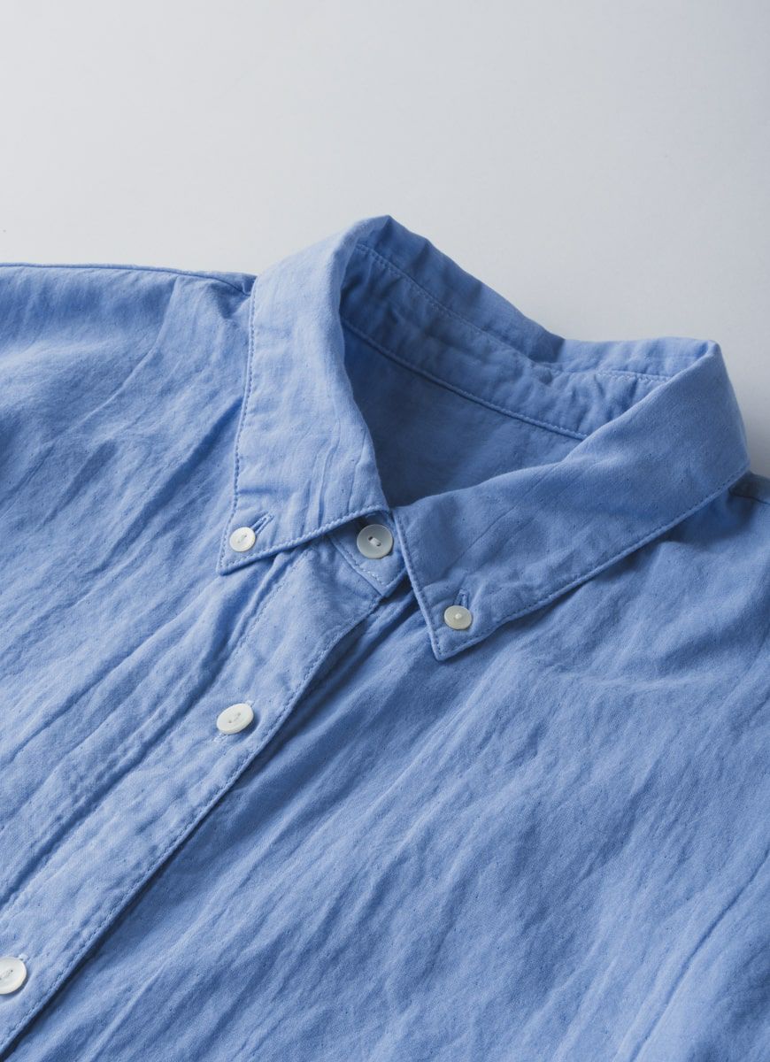【在庫限り】ボタンダウンシャツワンピース（スーピマ80二重ガーゼ）
