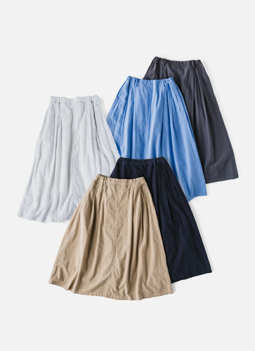 【在庫限り】タックギャザーロングスカート（SZストレッチガーゼ）