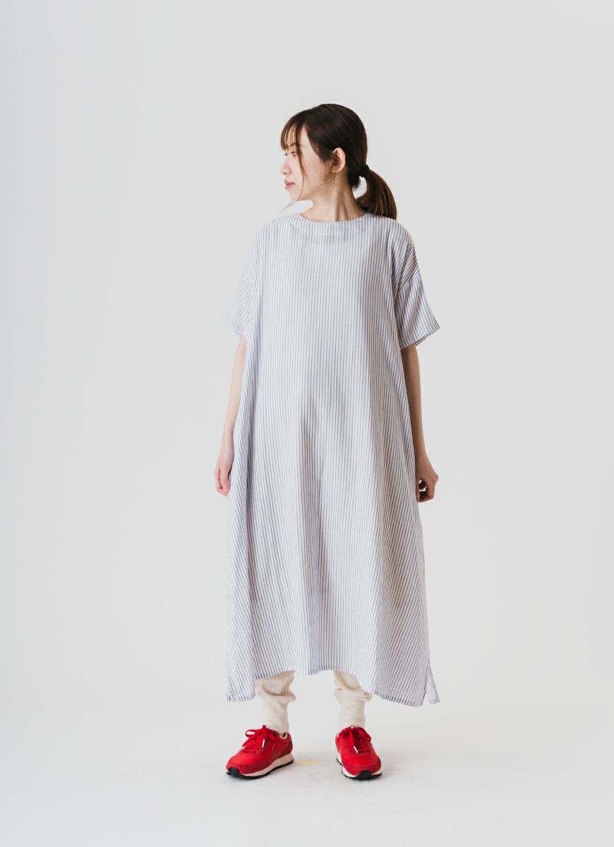 【在庫限り】半袖クルーネックワンピース（オーガニックふんわり二重ガーゼ）