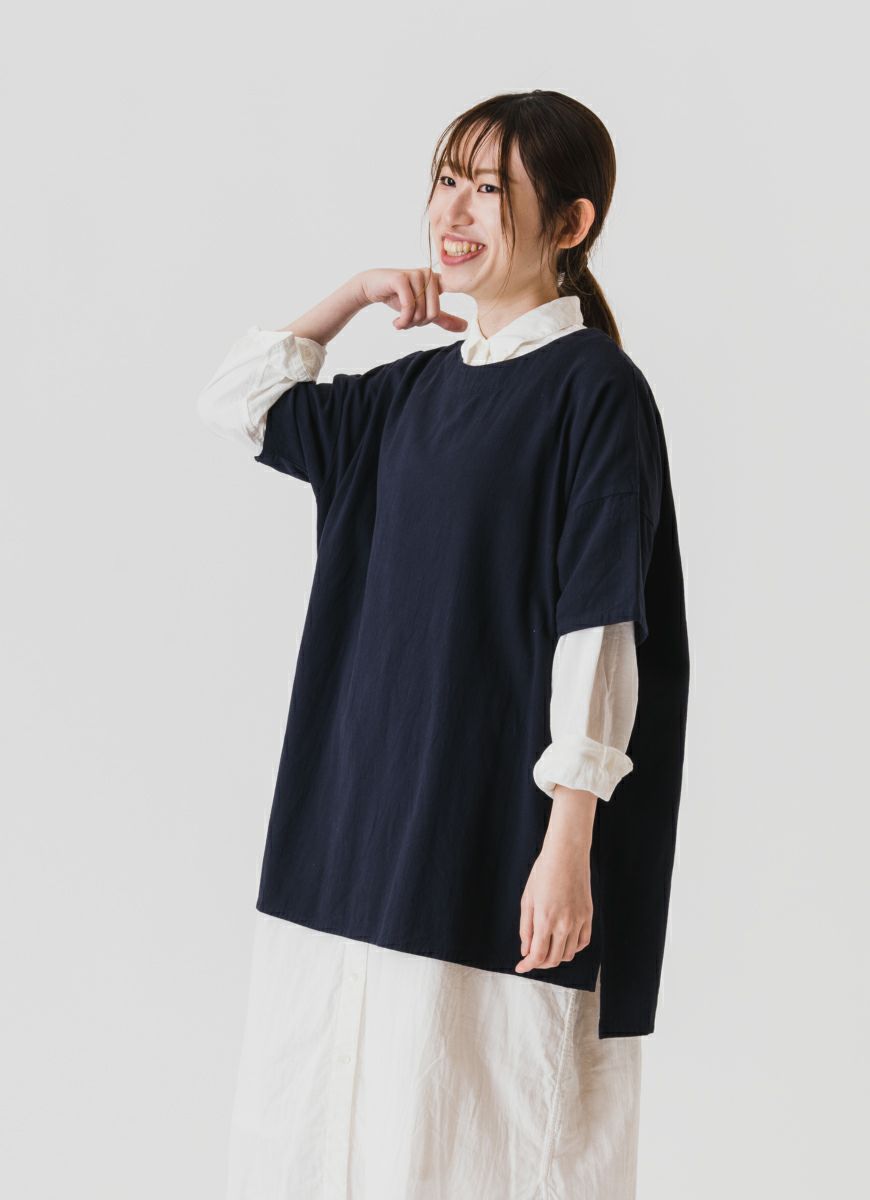 【在庫限り】半袖ワイドクルーネックプルオーバー（SZストレッチガーゼ）