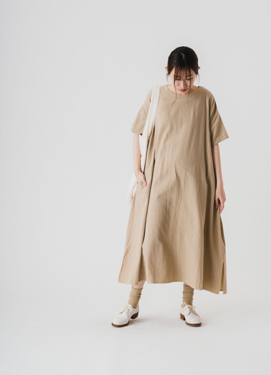 【在庫限り】半袖クルーネックワンピース（SZストレッチガーゼ）