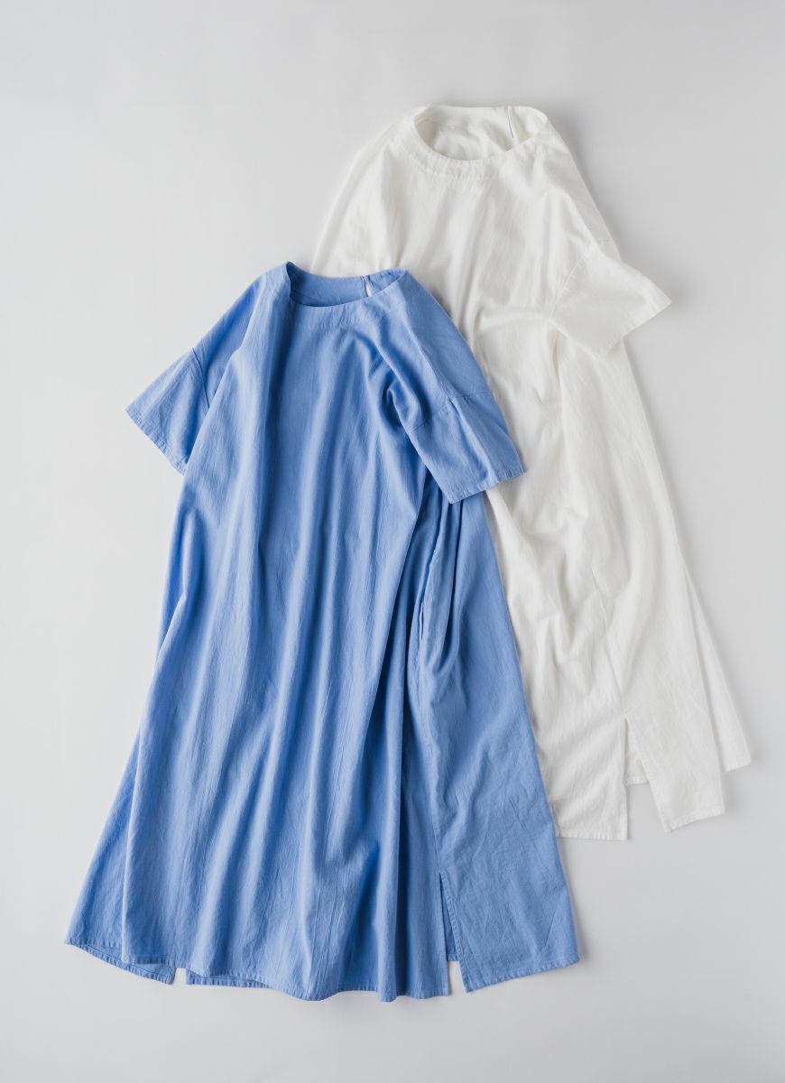 【在庫限り】半袖クルーネックワンピース（SZストレッチガーゼ）