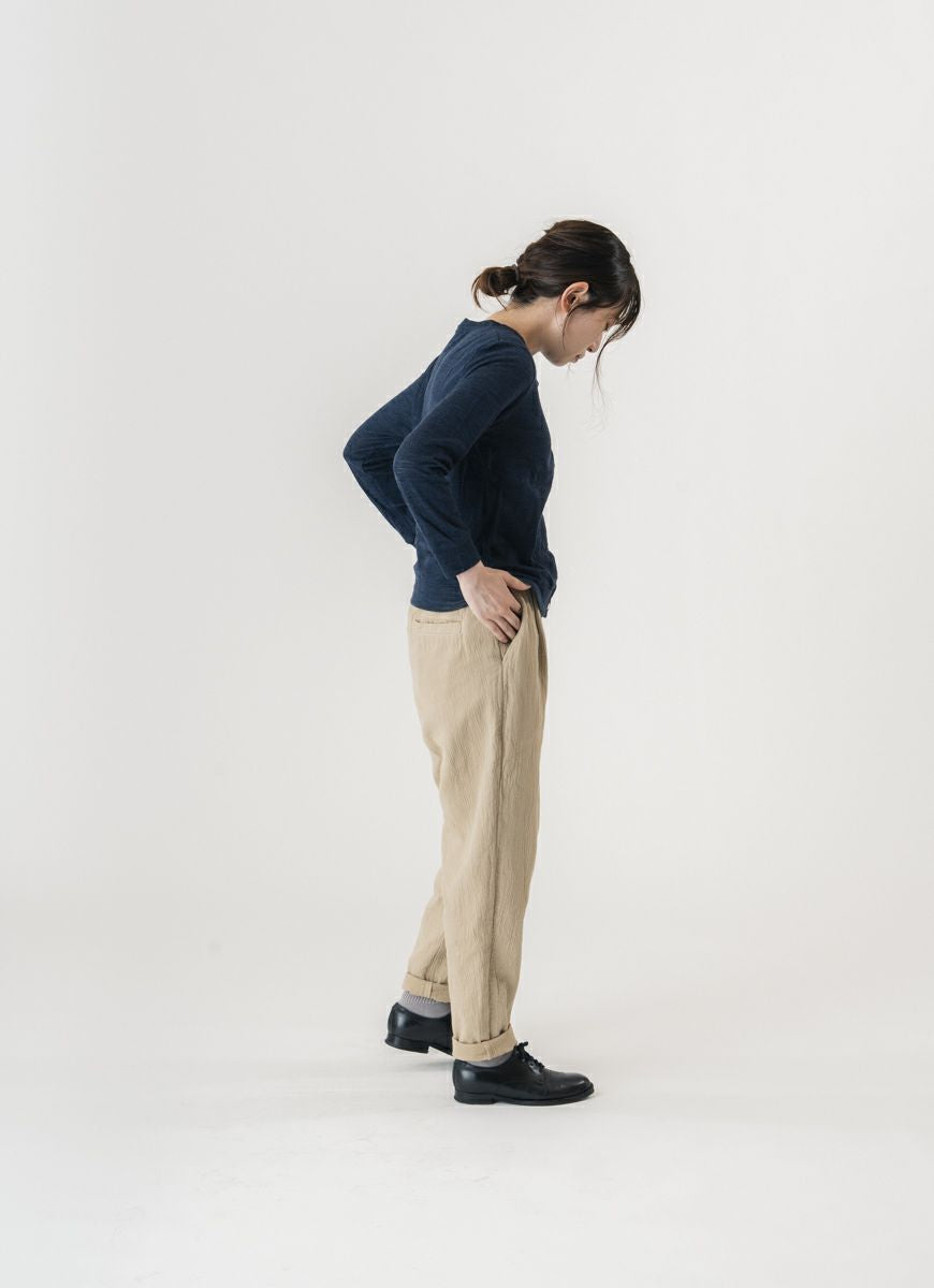 【在庫限り】テーパードパンツ（ふっくらツイル二重ガーゼ）