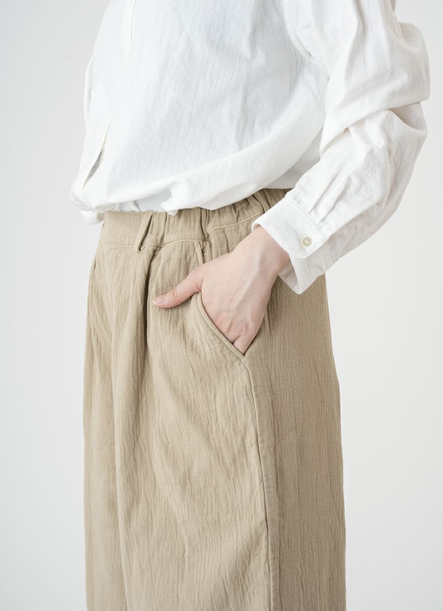【在庫限り】ワイドパンツ（ふっくらツイル二重ガーゼ）