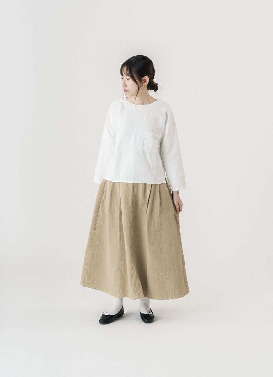 【在庫限り】9分袖クルーネックプルオーバー（ネップカルゼ二重ガーゼ）