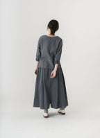 【在庫限り】9分袖クルーネックプルオーバー（ネップカルゼ二重ガーゼ）