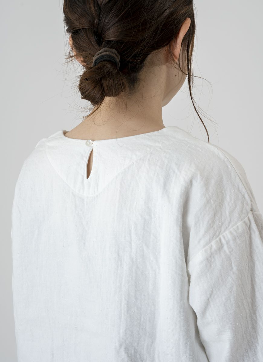 【在庫限り】9分袖クルーネックプルオーバー（ネップカルゼ二重ガーゼ）