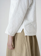 【在庫限り】9分袖クルーネックプルオーバー（ネップカルゼ二重ガーゼ）