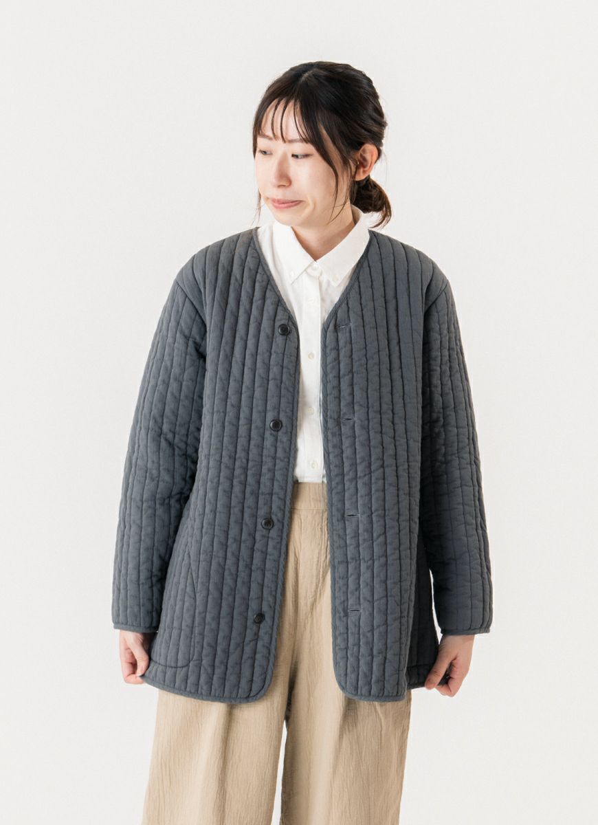 在庫限り】キルティングミドルジャケット（オリジナルストライプキルト